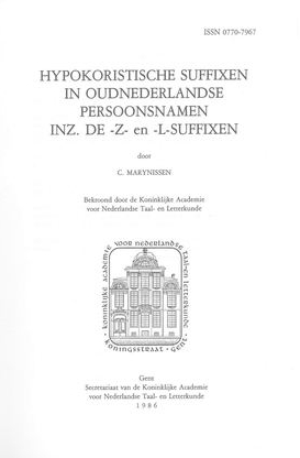 Hypokoristische suffixen in Oudnederlandse persoonsnamen, inz. de -z- en -l-suffixen