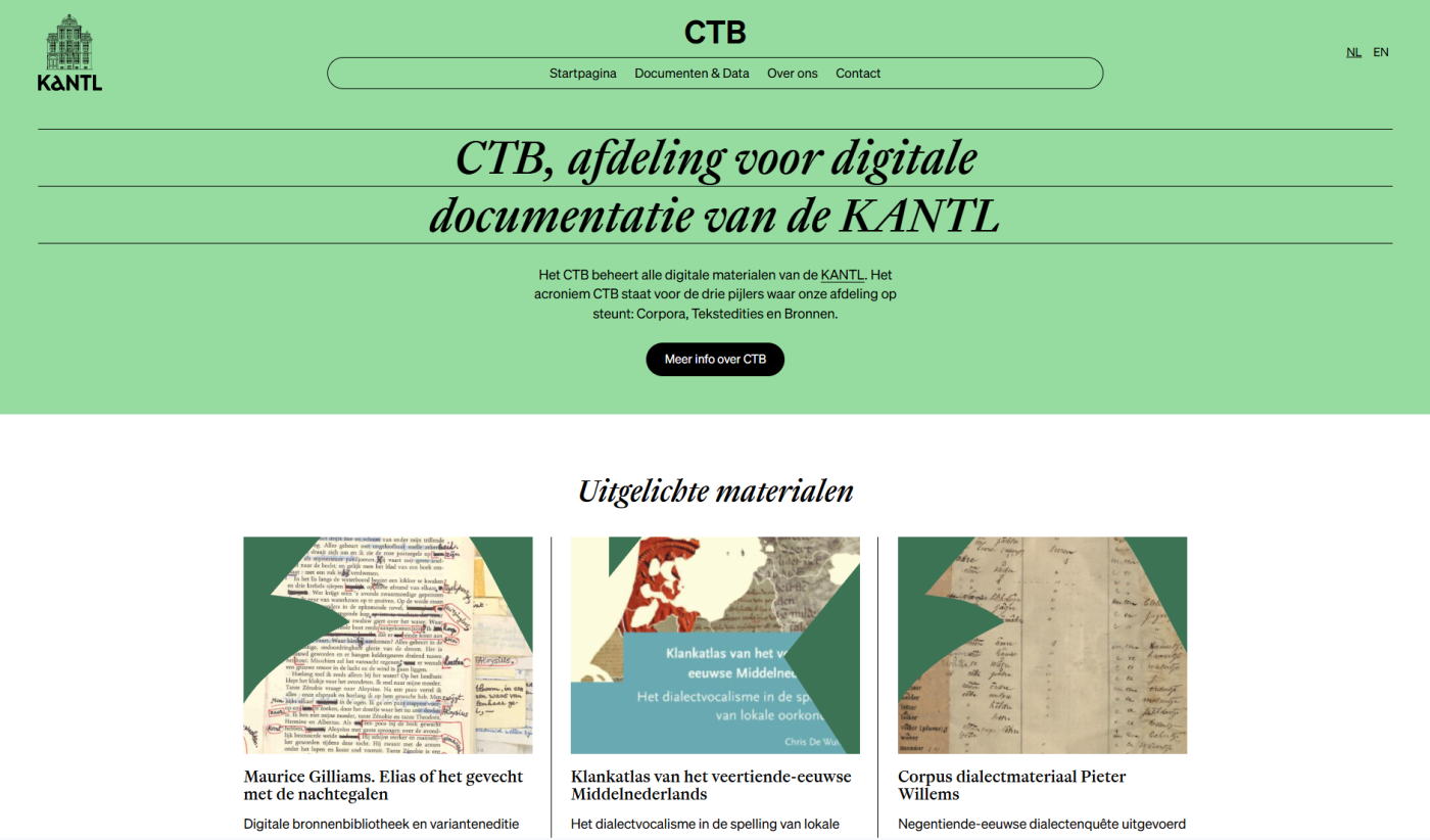 screenshot van de nieuwe CTB-website