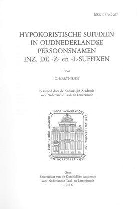Hypokoristische suffixen in Oudnederlandse persoonsnamen, inz. de -z- en -l-suffixen