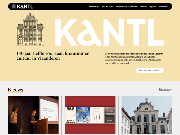 screenshot van de nieuwe KANTL-website